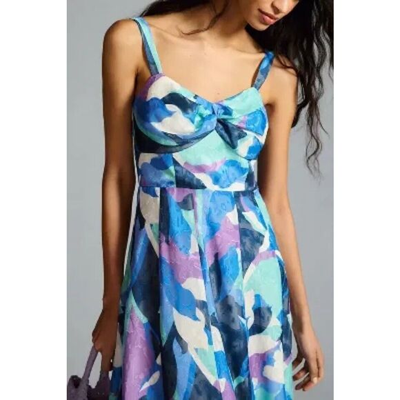 Anthropologie Blue and Purple Midi Dress - Picture 4 of 8